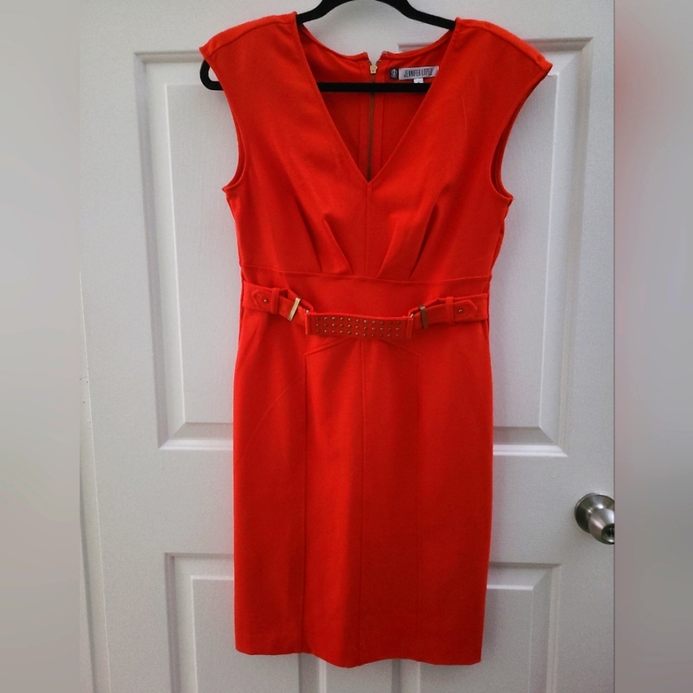 SZ 8 orange Jennifer Lopez sleeveless dress